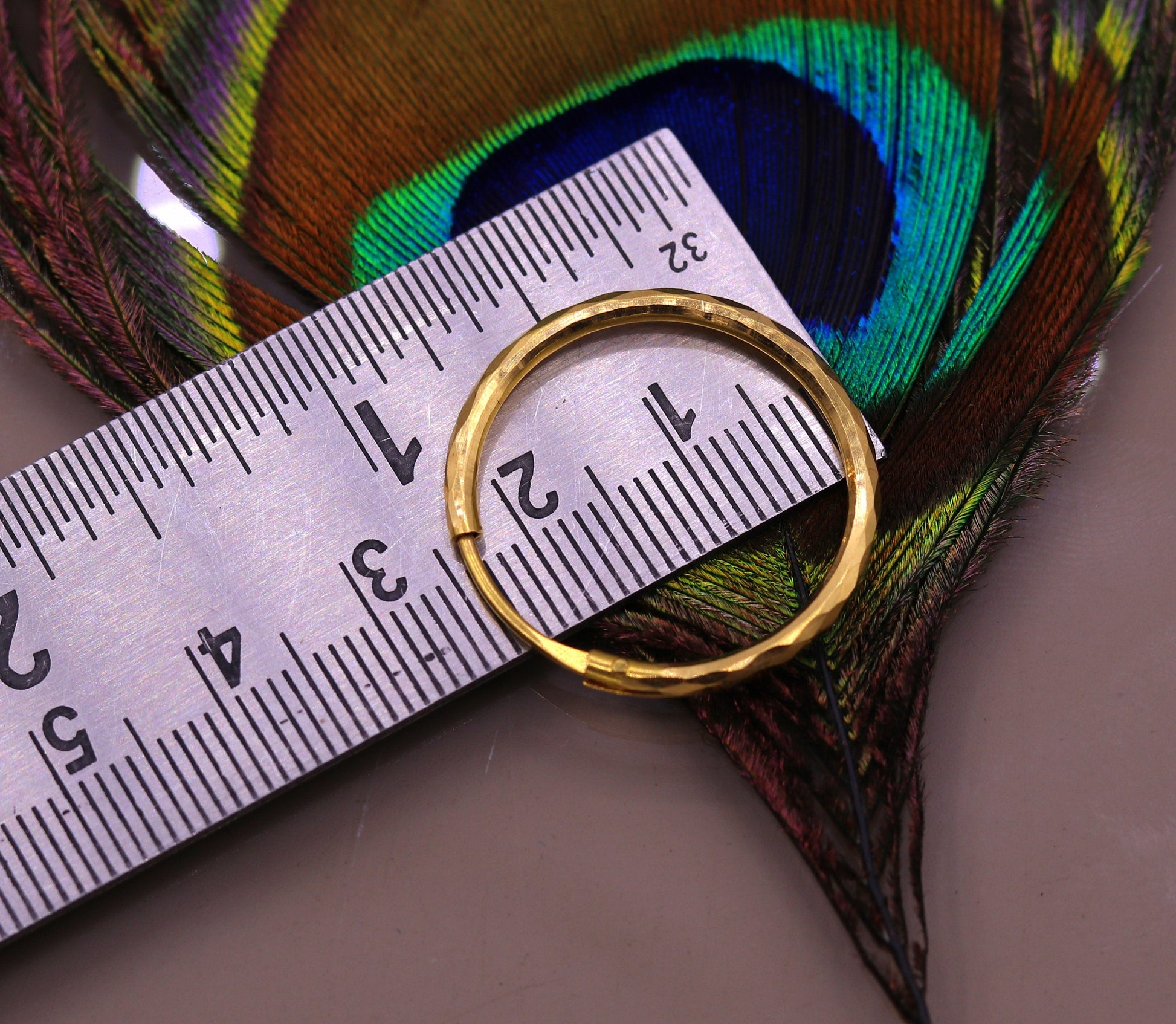 18 Kt yellow gold handmade fabulous hoops earring bali jewelry, excellent diamond cut design gifting jewelry form india - TRIBAL ORNAMENTS