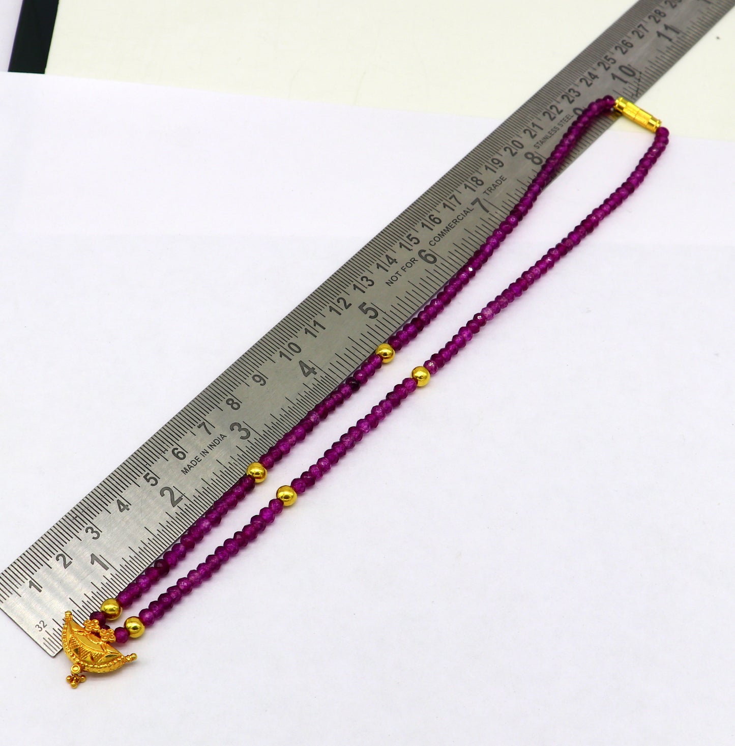 18" purple faceted beaded necklace, 20kt yellow gold amulet stylish pendant, excellent customized brides gift tribal ethnic jewelry ap06 - TRIBAL ORNAMENTS