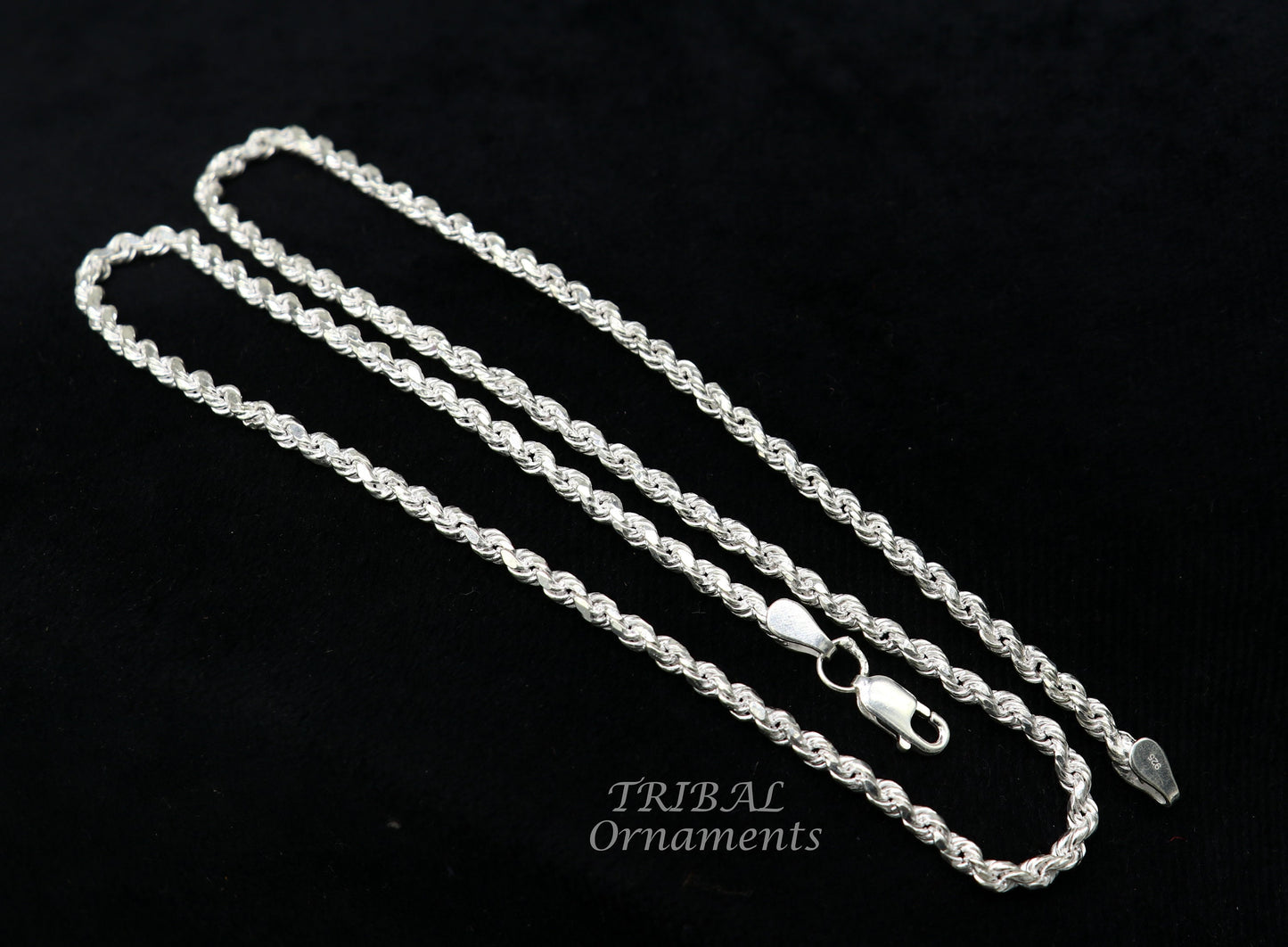 19" TO 21" Rope chain 925 sterling silver handmade single rope chain chain, necklace chain, plain bright silver chain trendy style ch506 - TRIBAL ORNAMENTS