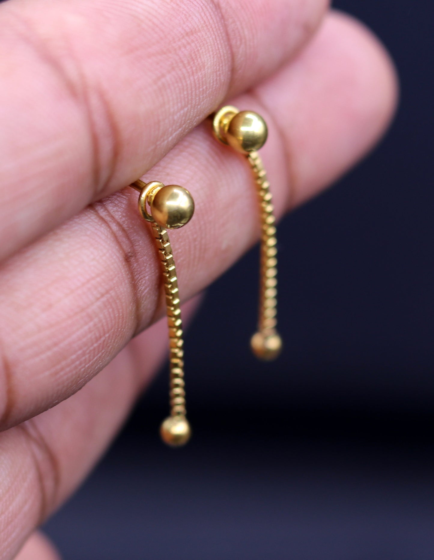 18karat yellow good handmade box chain drop/dangle with dot ball stud earring amazing earring jewelry for girls indian tribal jewelry - TRIBAL ORNAMENTS