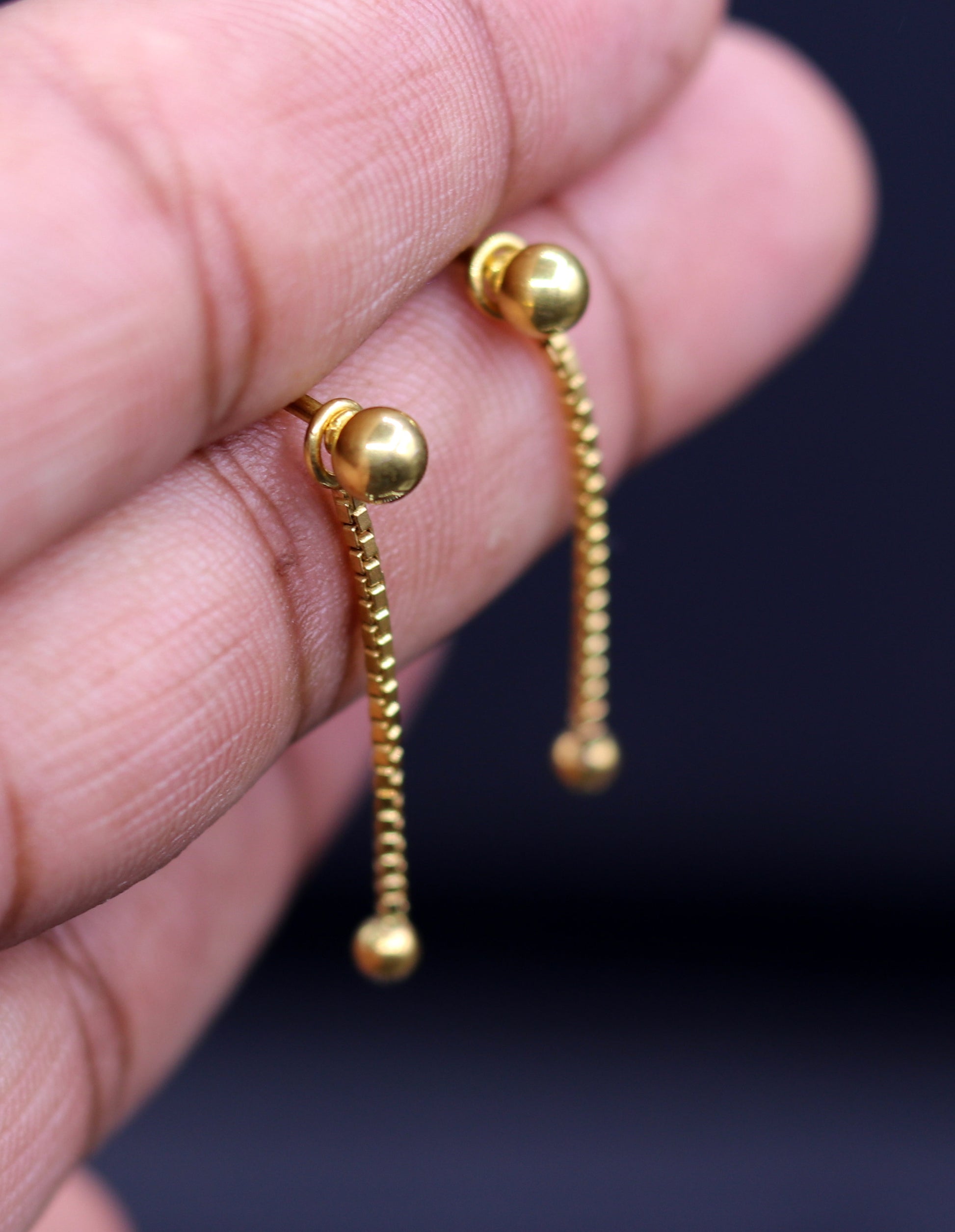 18karat yellow good handmade box chain drop/dangle with dot ball stud earring amazing earring jewelry for girls indian tribal jewelry - TRIBAL ORNAMENTS