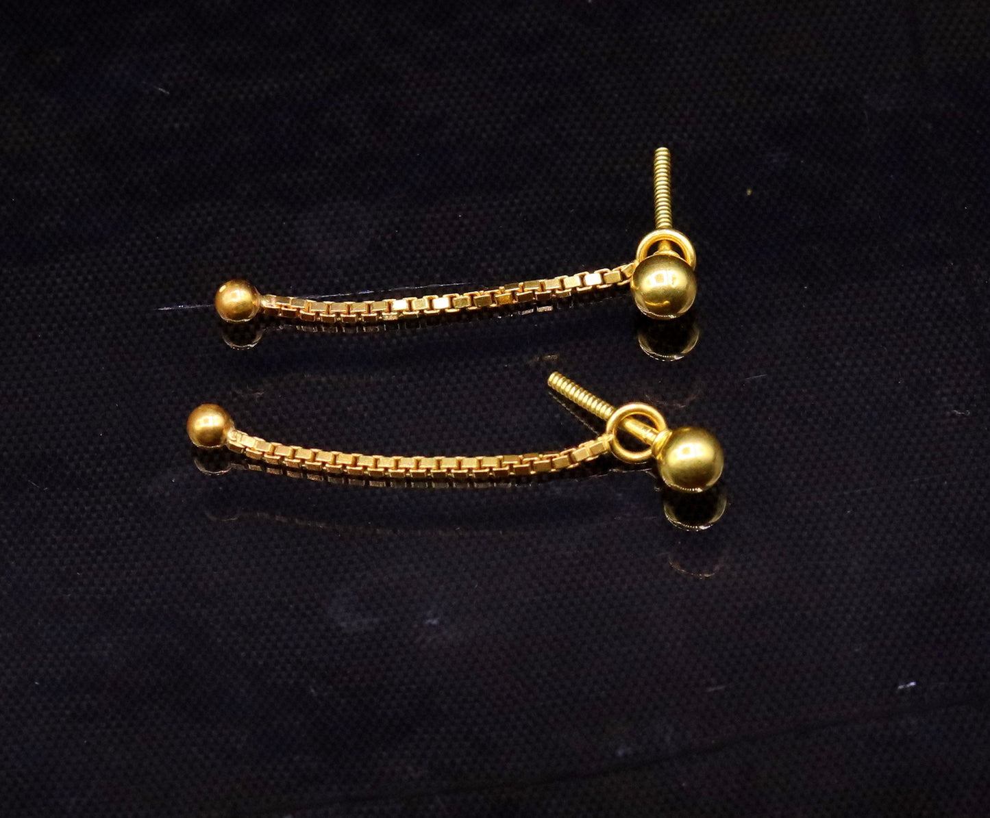 18karat yellow good handmade box chain drop/dangle with dot ball stud earring amazing earring jewelry for girls indian tribal jewelry - TRIBAL ORNAMENTS