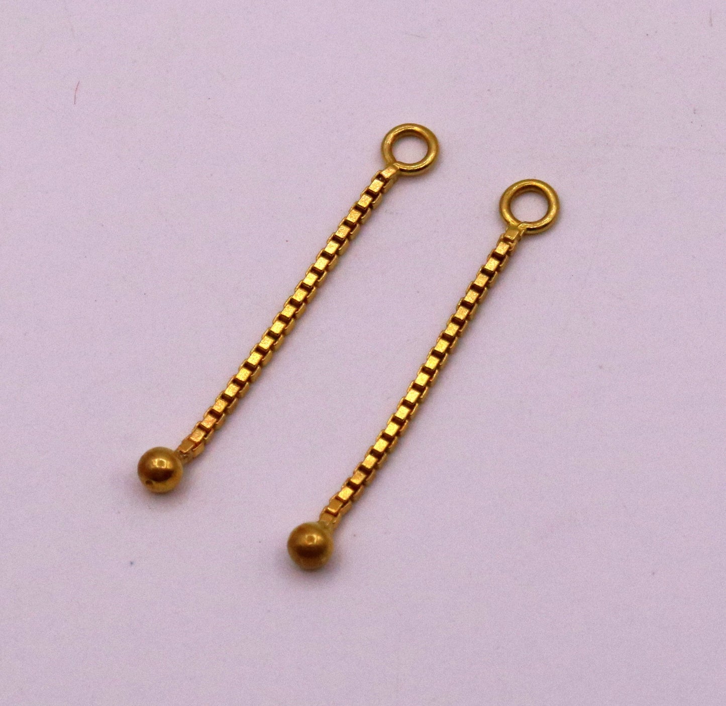 18karat yellow good handmade box chain drop/dangle with dot ball stud earring amazing earring jewelry for girls indian tribal jewelry - TRIBAL ORNAMENTS