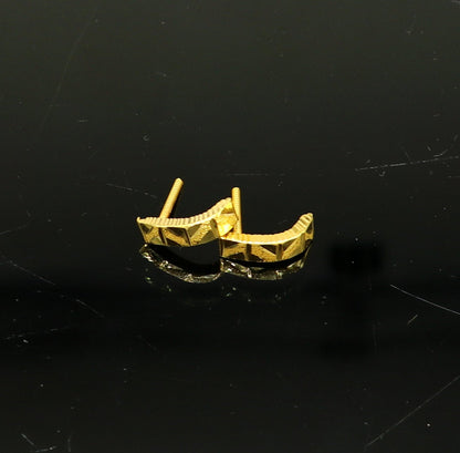 18kt yellow fine gold customized stud hoops earring, excellent brides made clip on earring, Huggie Hoop Earrings jewelry best gifting ho68 - TRIBAL ORNAMENTS