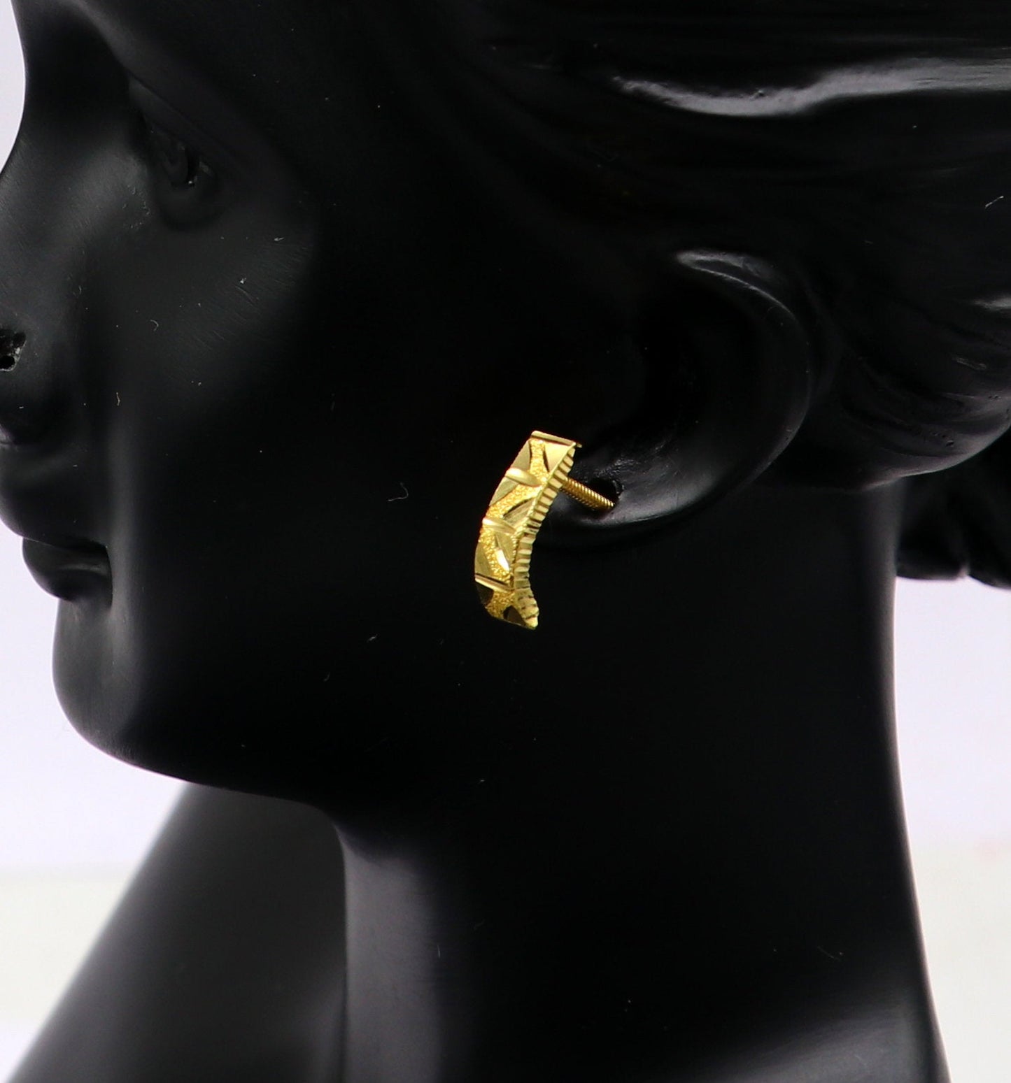 18kt yellow fine gold customized stud hoops earring, excellent brides made clip on earring, Huggie Hoop Earrings jewelry best gifting ho68 - TRIBAL ORNAMENTS