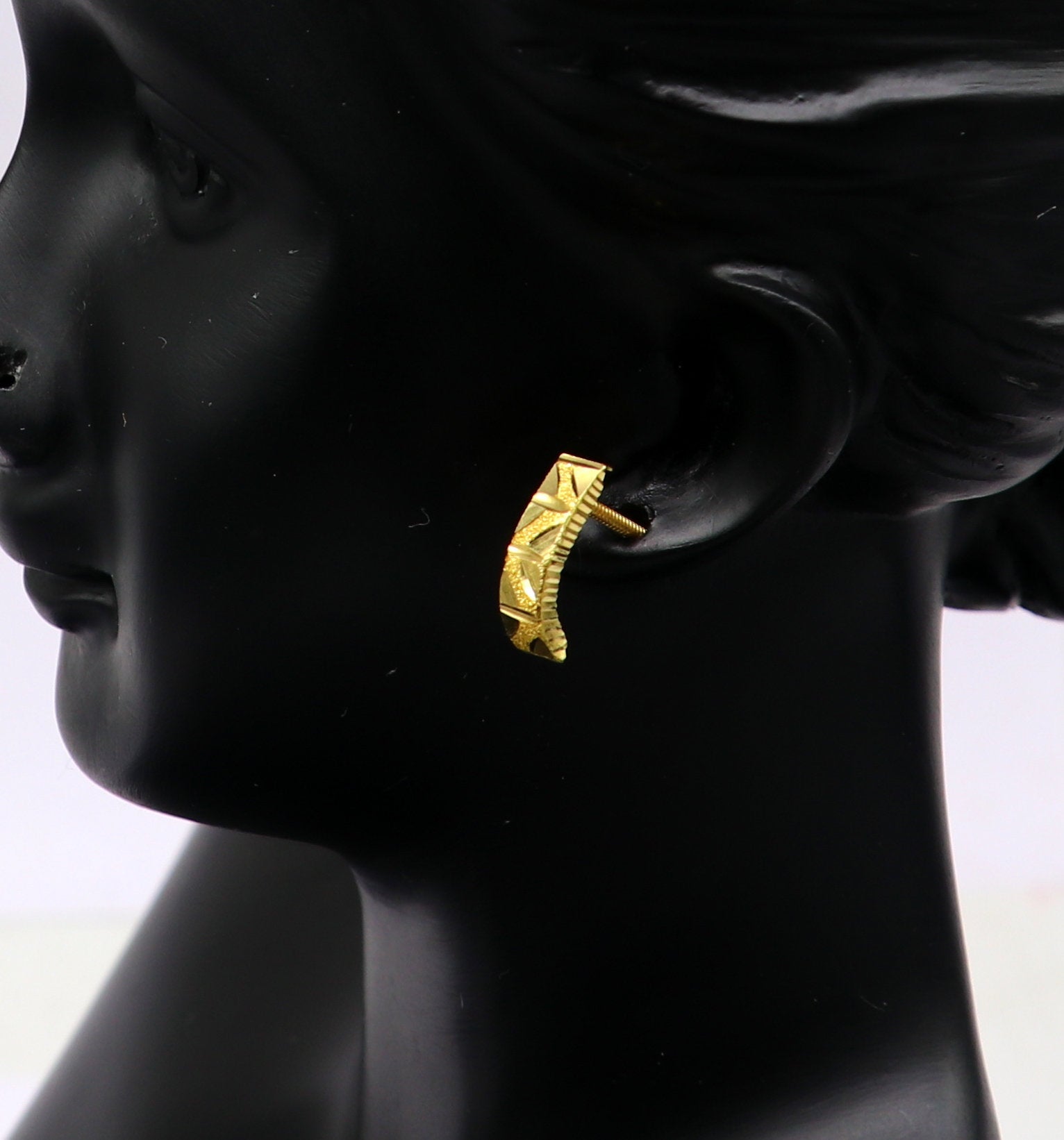 18kt yellow fine gold customized stud hoops earring, excellent brides made clip on earring, Huggie Hoop Earrings jewelry best gifting ho68 - TRIBAL ORNAMENTS