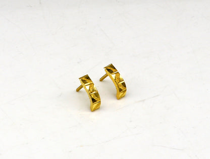 18kt yellow fine gold customized stud hoops earring, excellent brides made clip on earring, Huggie Hoop Earrings jewelry best gifting ho68 - TRIBAL ORNAMENTS