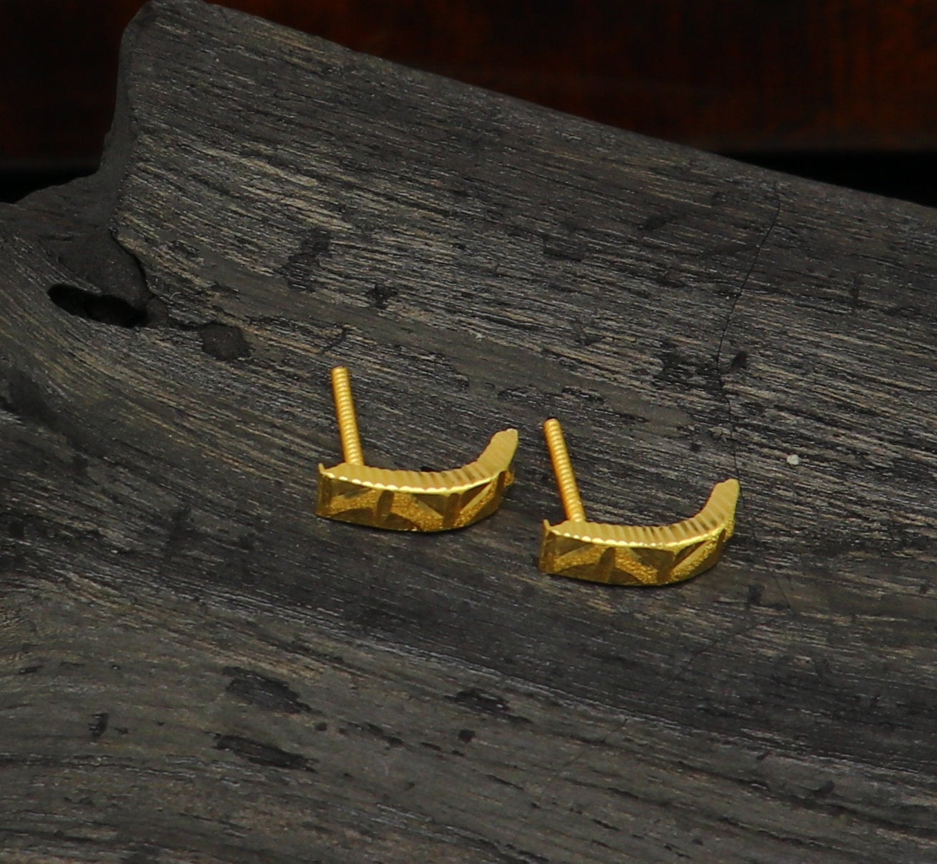 18kt yellow fine gold customized stud hoops earring, excellent brides made clip on earring, Huggie Hoop Earrings jewelry best gifting ho68 - TRIBAL ORNAMENTS