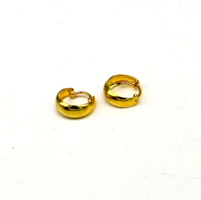 18kt yellow gold handmade customized huggie hoop earrings, clip-on bridal jewelry by TRIBAL ORNAMENTS