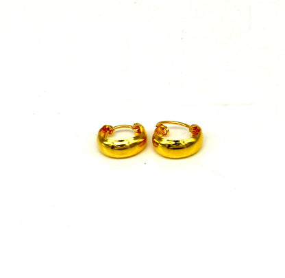 18kt yellow gold handmade huggie hoop earrings by TRIBAL ORNAMENTS, customized clip-on earrings for brides.
