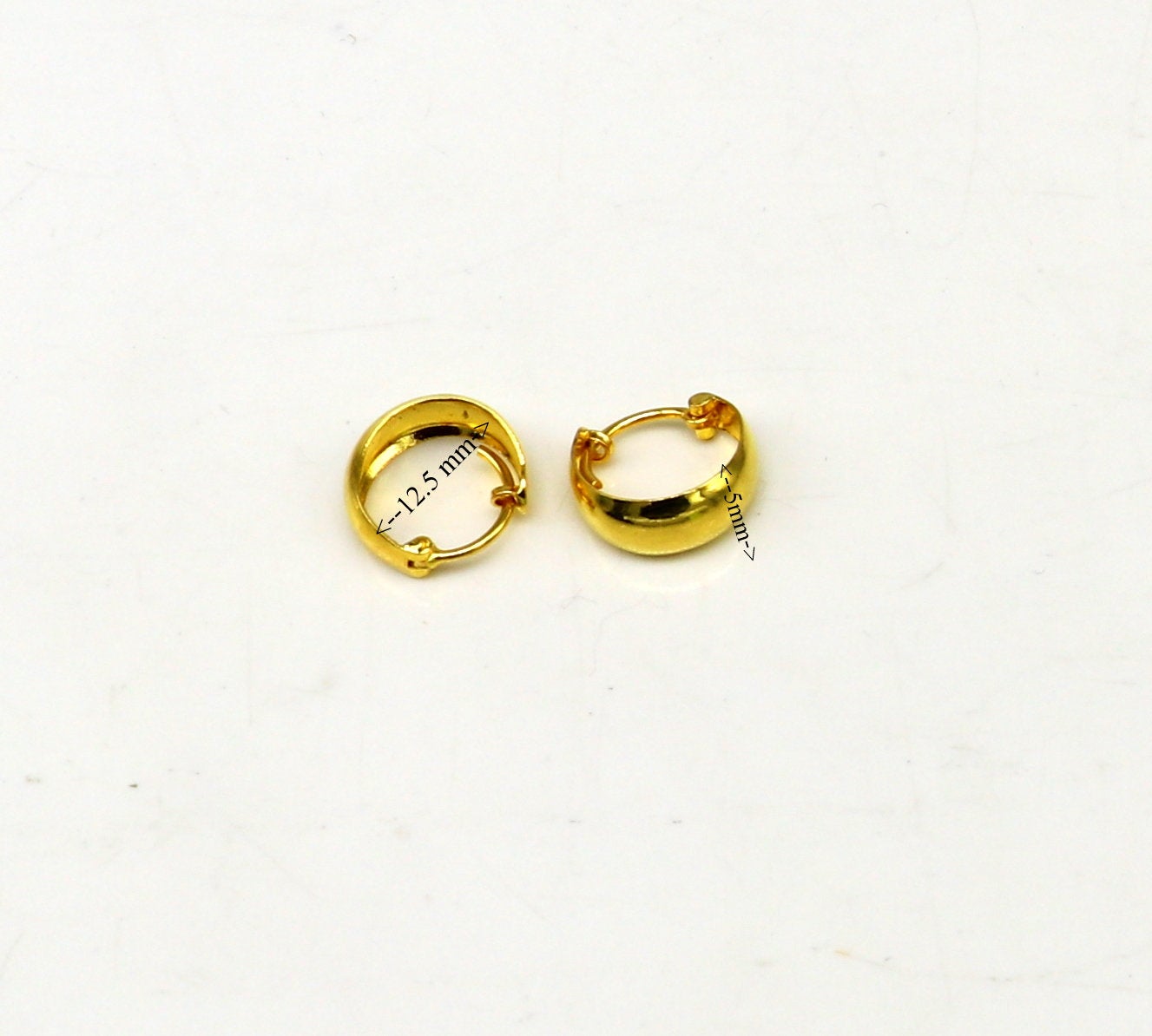 18kt yellow fine gold handmade customized hoops earring, excellent brides made clip on earring, Huggie Hoop Earrings jewelry ho65 - TRIBAL ORNAMENTS