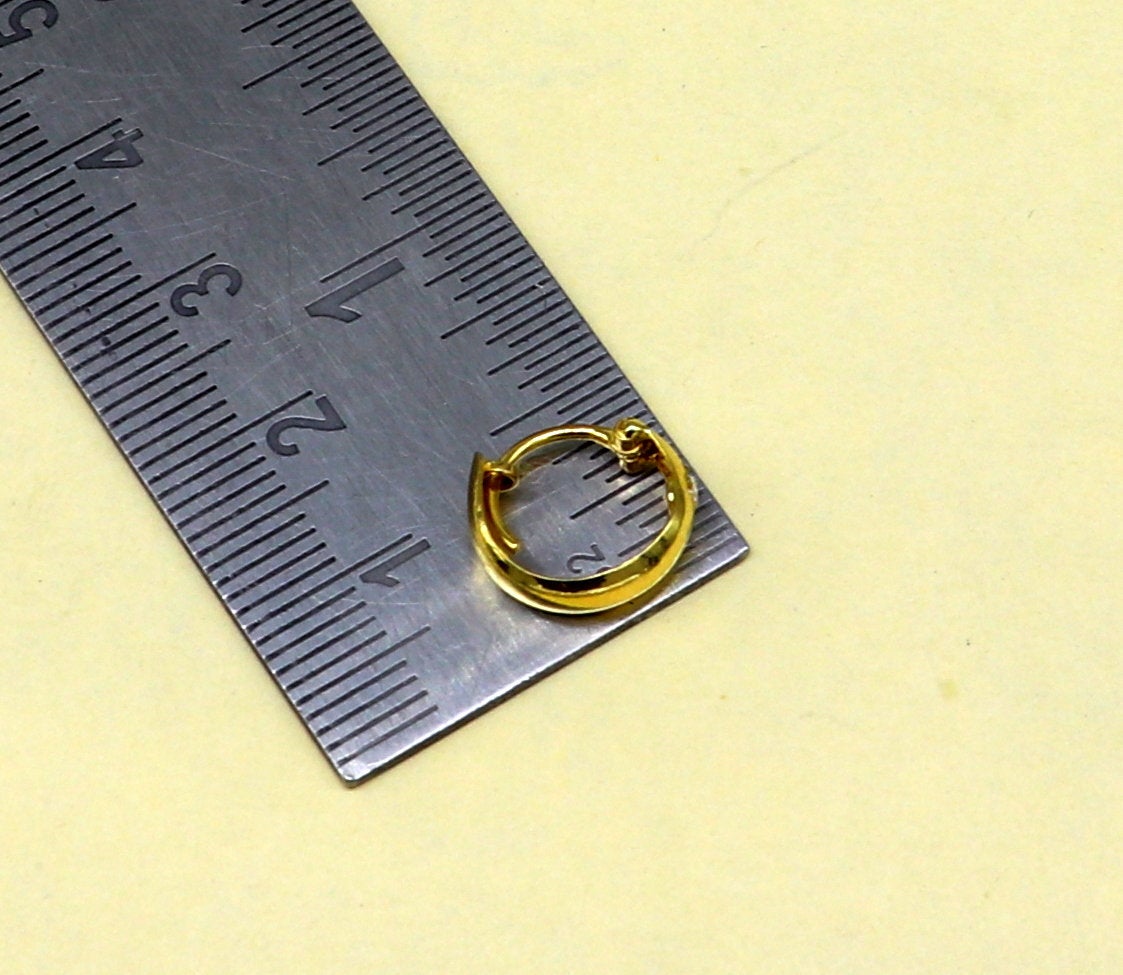 18kt yellow fine gold single stone hoops earring, excellent brides made clip on earring, Huggie Hoop Earrings jewelry gifting ho69 - TRIBAL ORNAMENTS