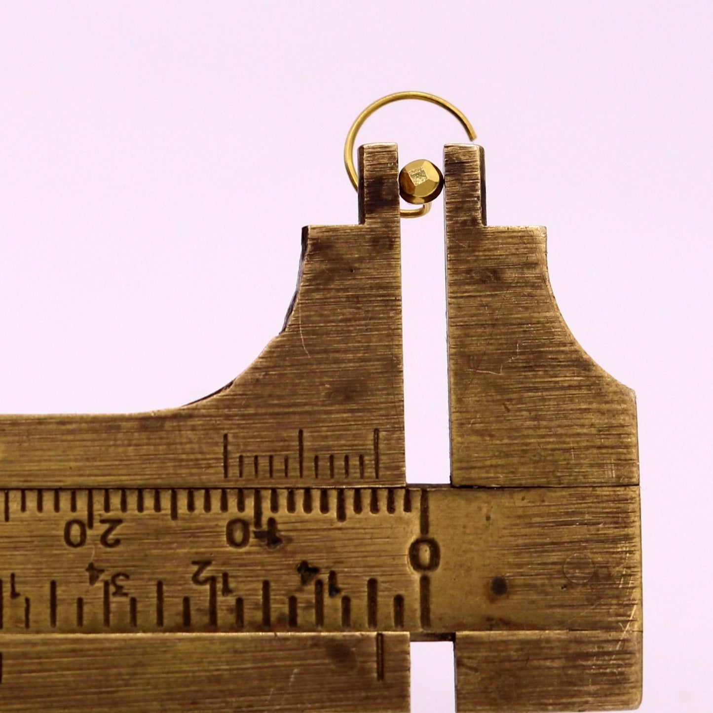 18kt  yellow gold handmade diamond cut design dot pattern L Band tiny nose pin solid jewelry - TRIBAL ORNAMENTS