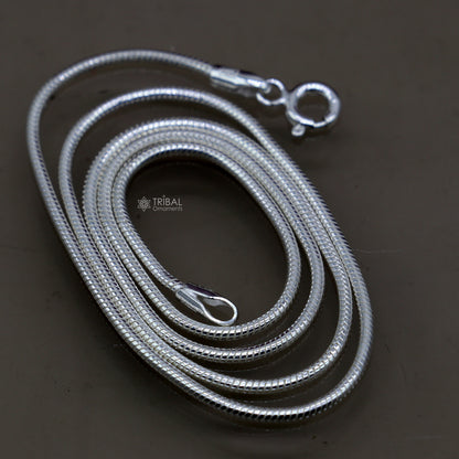 Sterling silver 16-inch 1mm snake chain for kids and girls, handmade trendy pendant chain by Tribal Ornaments.