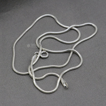 Sterling silver 16-inch 1mm snake chain for kids and girls, handmade trendy pendant chain by Tribal Ornaments.