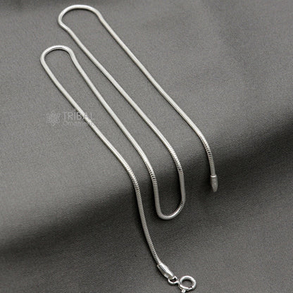 Sterling silver 16-inch 1mm snake chain pendant chain for kids and girls, handmade, trendy style by TRIBAL ORNAMENTS.