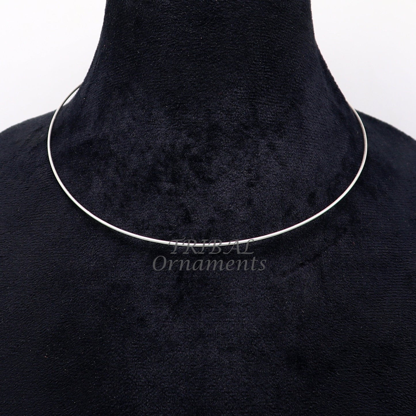 925 sterling silver 1mm round plain design neck band or ring, handmade tribal ethnic choker for all pendant types from India