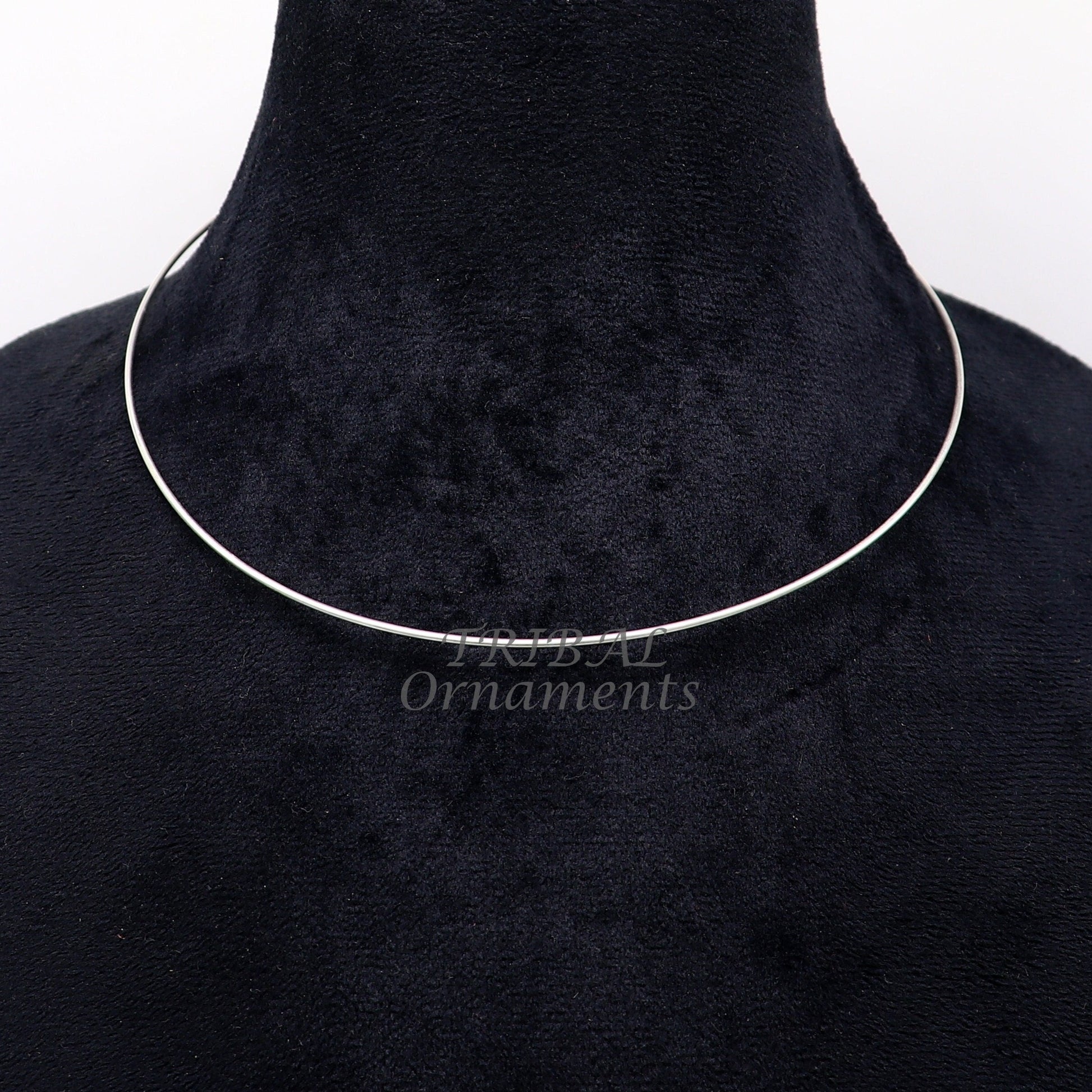 925 sterling silver 1mm round plain design neck band or ring, handmade tribal ethnic choker for all pendant types from India