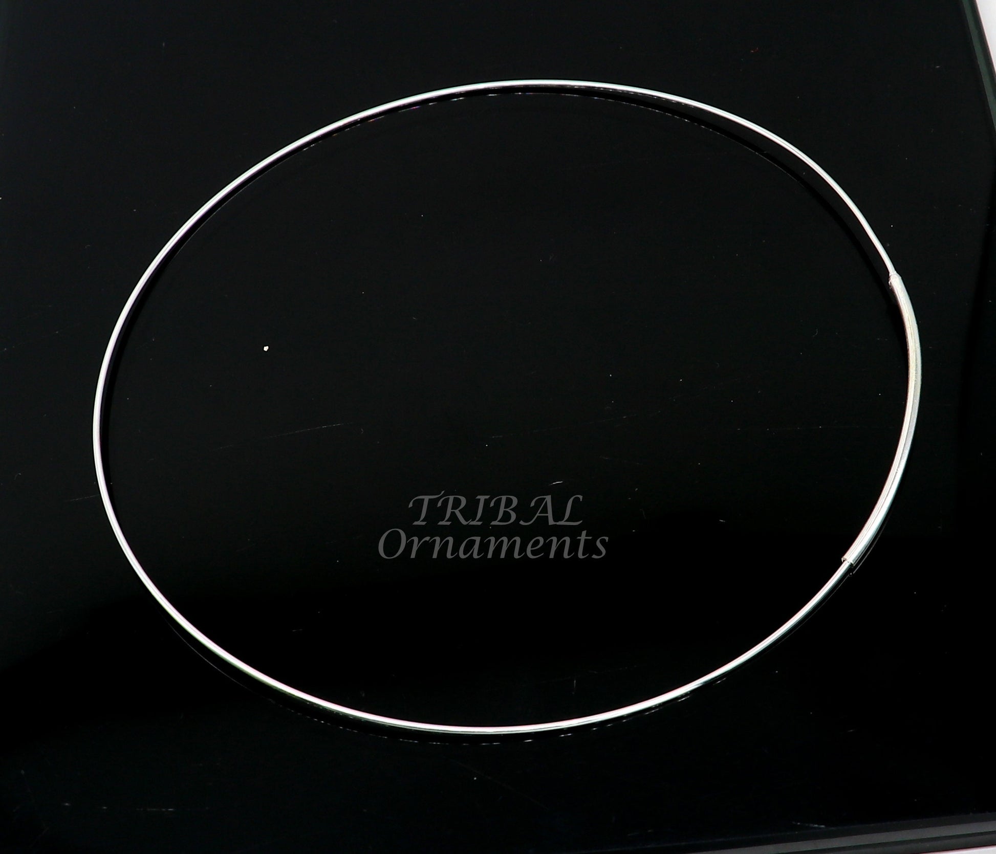 925 sterling silver round plain design neck band or choker for pendants, handmade ethnic jewelry from TRIBAL ORNAMENTS.