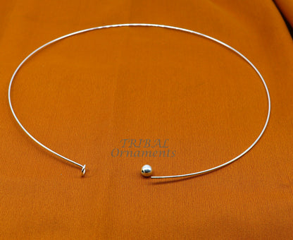 925 sterling silver round plain neck band or ring, handcrafted tribal design, suitable for pendants and ethnic choker styles.