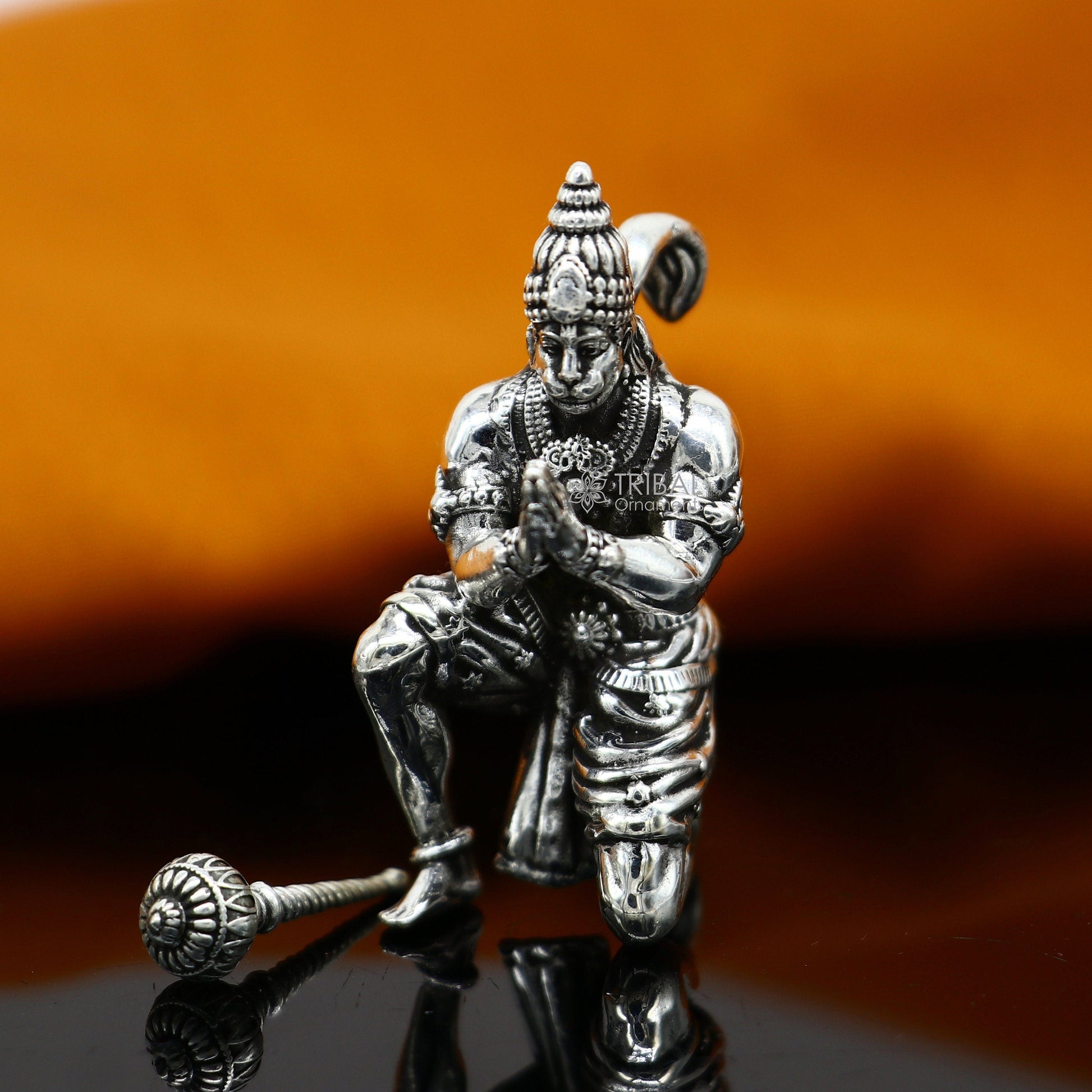 2.0" 925 silver handmade Lord hanuman statue, best puja or gifting god hanuman statue sculpture home temple puja art figurine art620 - TRIBAL ORNAMENTS