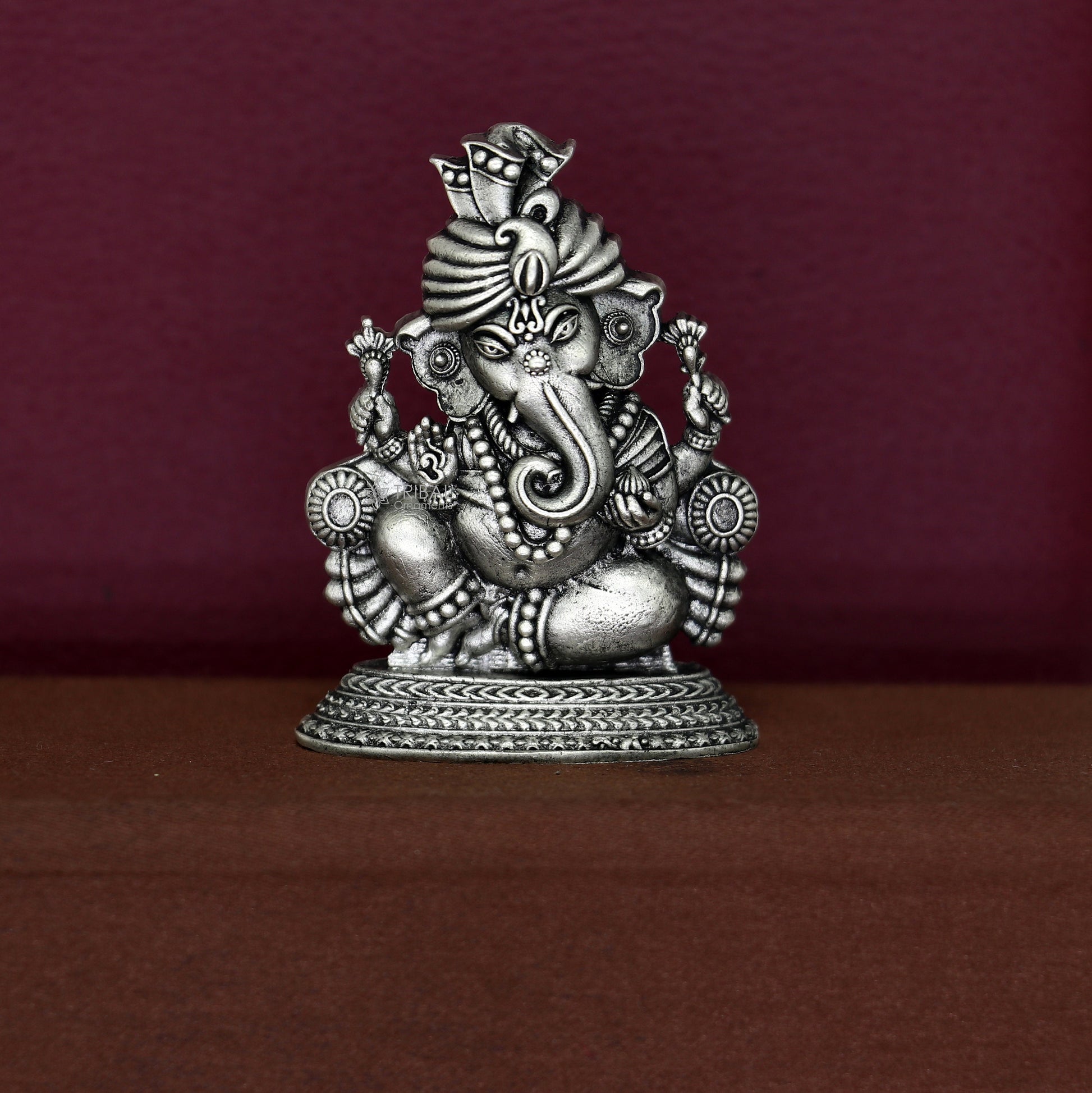 2.0" Divine 925 Sterling silver Lord Ganesh Idol, Pooja Articles, Silver Idols Figurine Ganesha statue sculpture Diwali puja gift art674 - TRIBAL ORNAMENTS