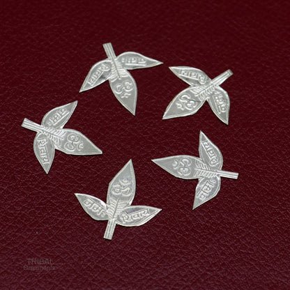 2.1 cm Lord Shiva bel Patra Solid silver handmade solid belva patra, shiva worshipping/ puja article, bel tree leaves for puja su601 - TRIBAL ORNAMENTS