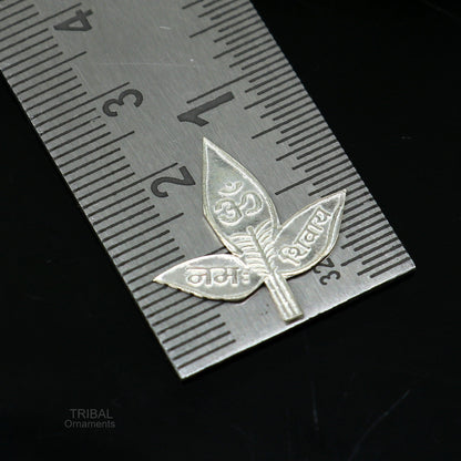 2.1 cm Lord Shiva bel Patra Solid silver handmade solid belva patra, shiva worshipping/ puja article, bel tree leaves for puja su601 - TRIBAL ORNAMENTS