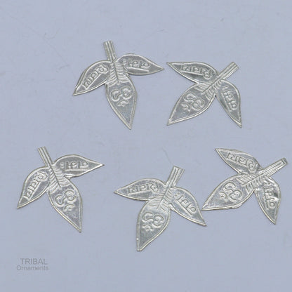 2.1 cm Lord Shiva bel Patra Solid silver handmade solid belva patra, shiva worshipping/ puja article, bel tree leaves for puja su601 - TRIBAL ORNAMENTS