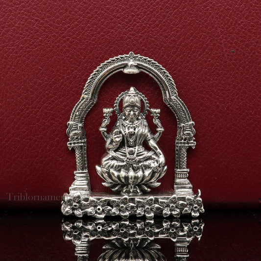 2.2" small 925 Sterling silver handmade Hindu Goddess Laxmi  MahaLaxmi statue, puja article figurine, home décor puja Articles india art161 - TRIBAL ORNAMENTS