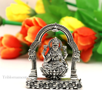 2.2" small 925 Sterling silver handmade Hindu Goddess Laxmi  MahaLaxmi statue, puja article figurine, home décor puja Articles india art161 - TRIBAL ORNAMENTS