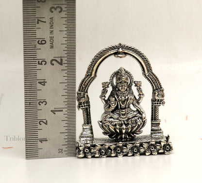 2.2" small 925 Sterling silver handmade Hindu Goddess Laxmi  MahaLaxmi statue, puja article figurine, home décor puja Articles india art161 - TRIBAL ORNAMENTS