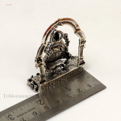 2.2" small 925 Sterling silver handmade Hindu Goddess Laxmi  MahaLaxmi statue, puja article figurine, home décor puja Articles india art161 - TRIBAL ORNAMENTS