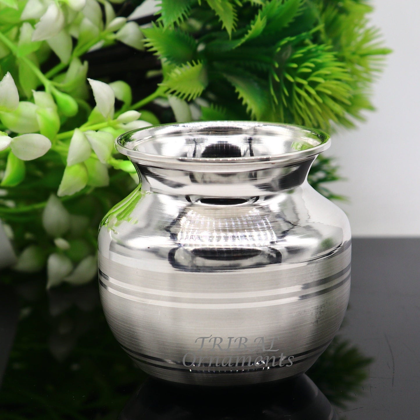2.3"inches 925 sterling silver handmade plain small Kalash or pot, unique special silver puja article, water or milk kalash pot india su988 - TRIBAL ORNAMENTS
