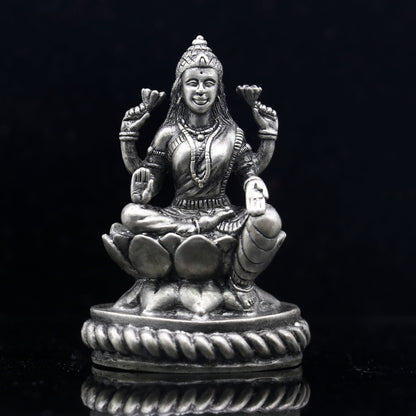 2.4-inch Goddess Lakshmi divine statue figurine for puja, symbolizing wealth and prosperity for Diwali worship.