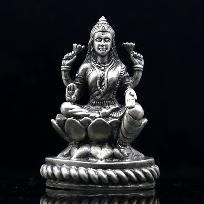 TRIBAL ORNAMENTS 2.4-inch Goddess Lakshmi divine statue figurine for puja, symbolizing wealth and prosperity for Diwali worship.