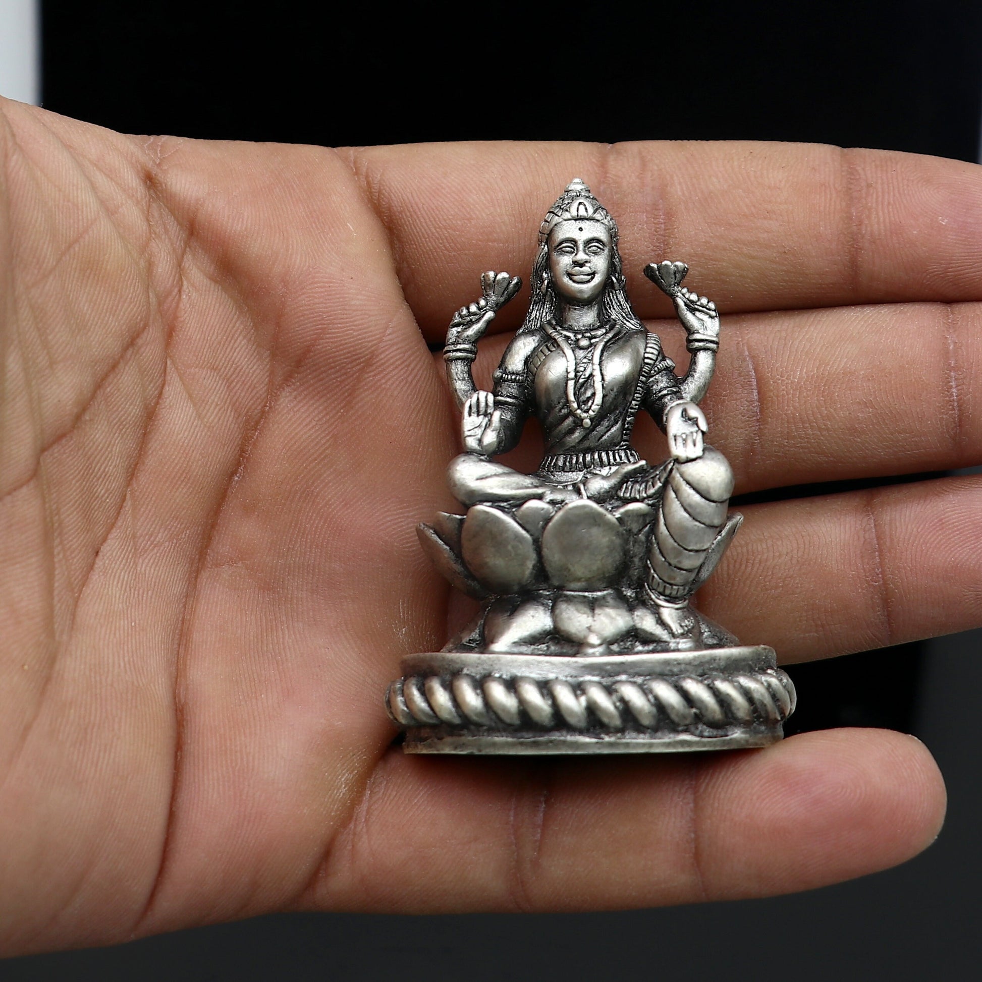 2.4" Goddess Lakshmi Divine statue figurine for puja,best way for Diwali festival puja or worshipping for wealth and prosperity art690 - TRIBAL ORNAMENTS