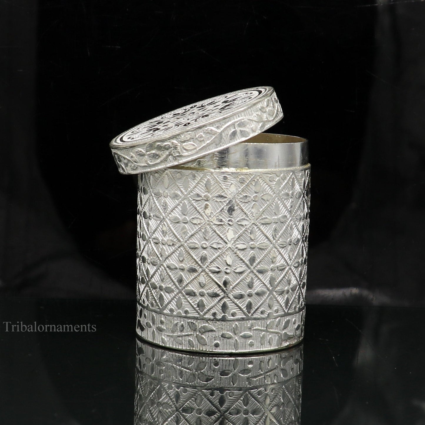 2.5" 925 solid silver utensils vintage style trinket box, container/casket box bridal floral work box, jewelry box silver utensils stb202 - TRIBAL ORNAMENTS