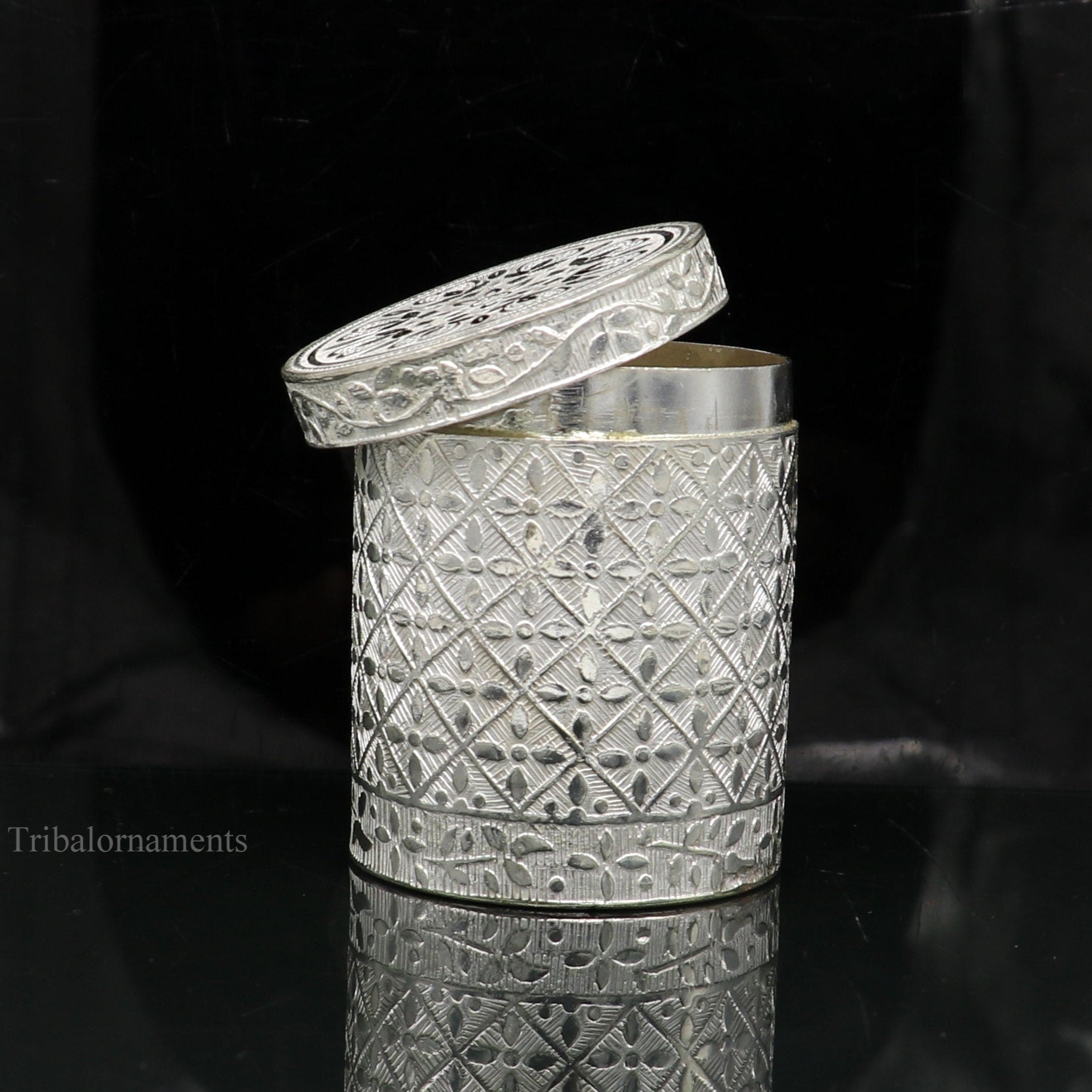 2.5" 925 solid silver utensils vintage style trinket box, container/casket box bridal floral work box, jewelry box silver utensils stb202 - TRIBAL ORNAMENTS