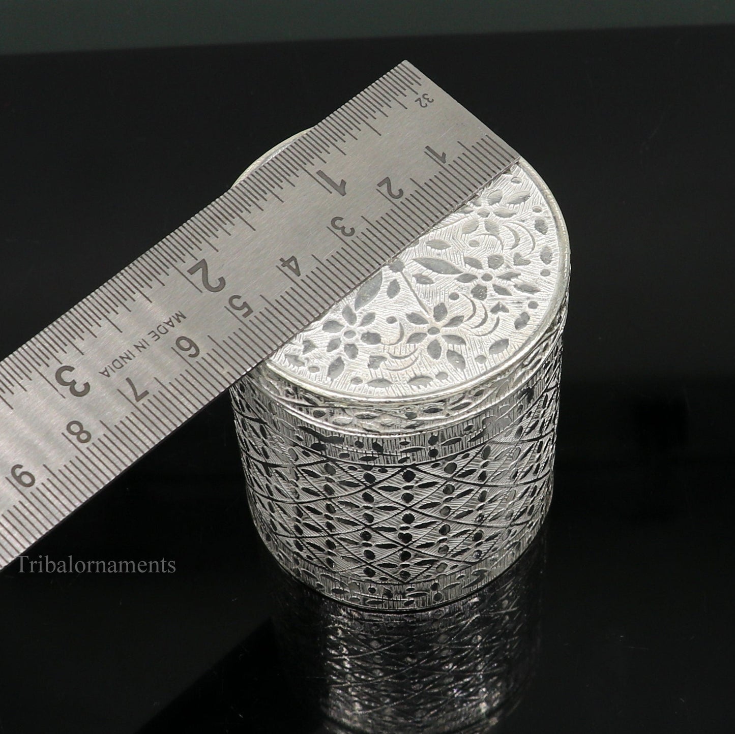 2.5" 925 solid silver utensils vintage style trinket box, container/casket box bridal floral work box, jewelry box silver utensils stb202 - TRIBAL ORNAMENTS