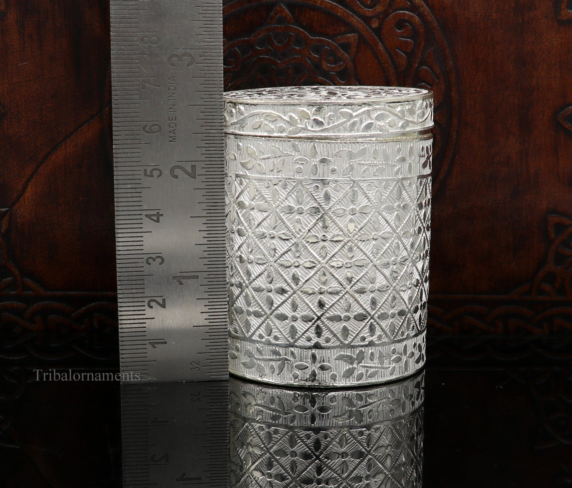 2.5" 925 solid silver utensils vintage style trinket box, container/casket box bridal floral work box, jewelry box silver utensils stb202 - TRIBAL ORNAMENTS