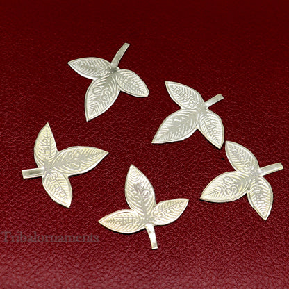 Solid silver 2.5 cm Bel Patra leaf for Lord Shiva worship, handmade Belva Patra for puja, tribal ornament from TRIBAL ORNAMENTS.