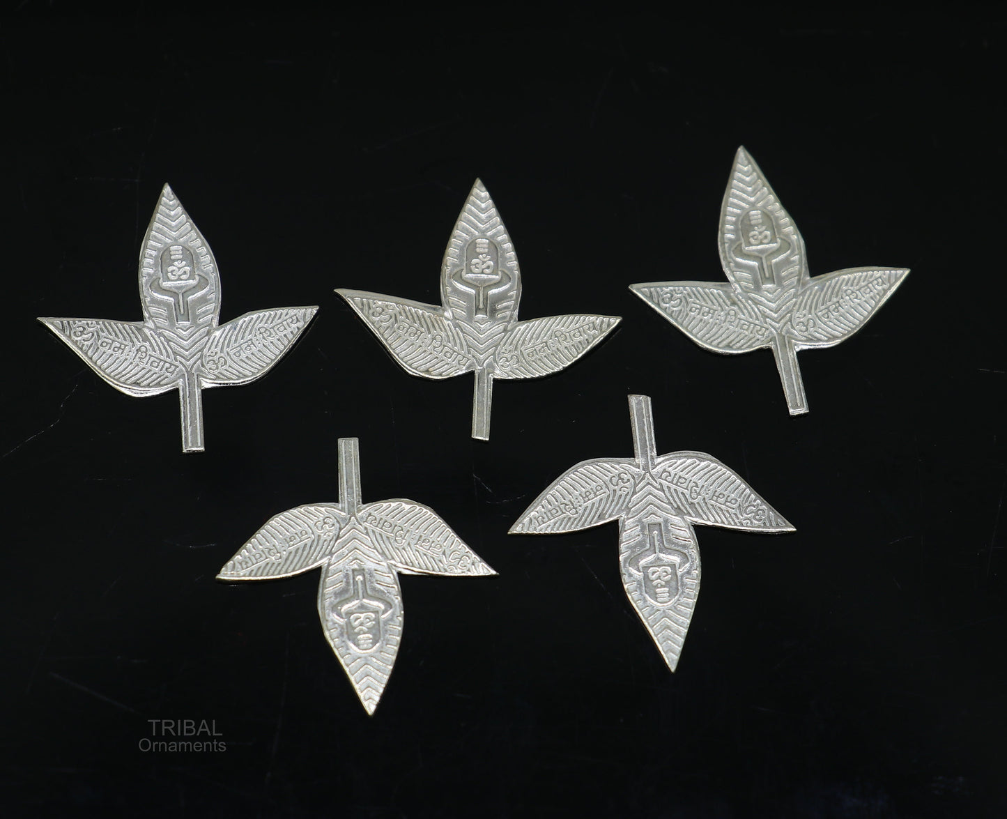2.5 cm Lord Shiva bel Patra Solid silver handmade solid belva patra, shiva worshipping/ puja article, bel tree leaves for puja su600 - TRIBAL ORNAMENTS