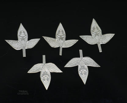 2.5 cm Lord Shiva bel Patra Solid silver handmade solid belva patra, shiva worshipping/ puja article, bel tree leaves for puja su600 - TRIBAL ORNAMENTS