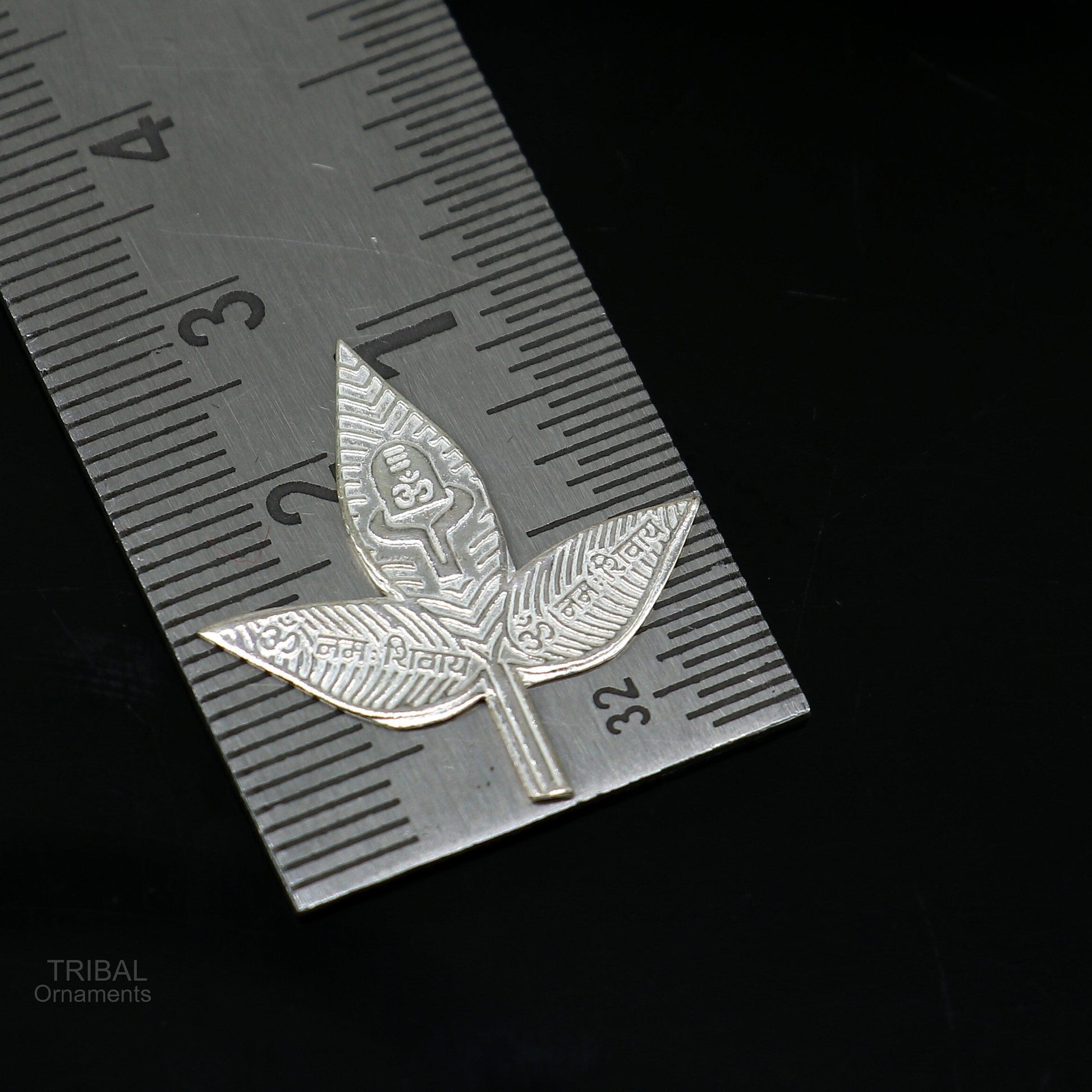 2.5 cm Lord Shiva bel Patra Solid silver handmade solid belva patra, shiva worshipping/ puja article, bel tree leaves for puja su600 - TRIBAL ORNAMENTS