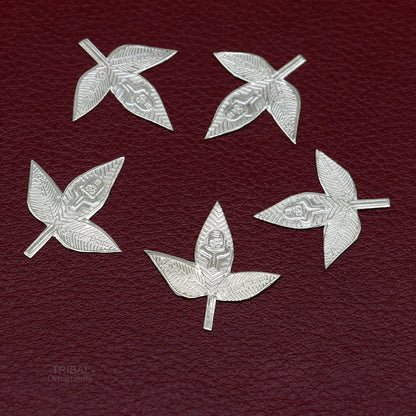 2.5 cm Lord Shiva bel Patra Solid silver handmade solid belva patra, shiva worshipping/ puja article, bel tree leaves for puja su600 - TRIBAL ORNAMENTS