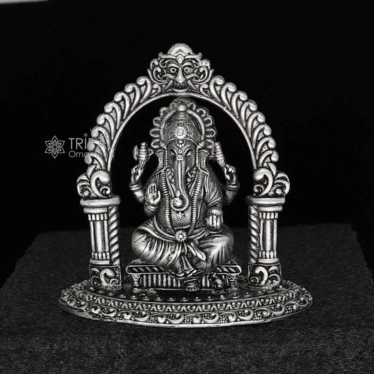 2.5" Divine 925 Sterling silver Lord Ganesh Idol, Pooja Articles, Silver Idols Figurine Ganesha statue sculpture Diwali puja gift art672 - TRIBAL ORNAMENTS