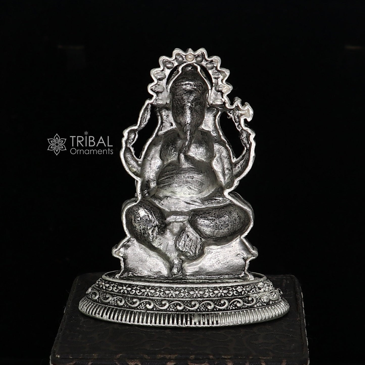 2.5" Divine 925 Sterling silver Lord Ganesh Idol, Pooja Articles, Silver Idols Figurine Ganesha statue sculpture Diwali puja gift art675 - TRIBAL ORNAMENTS