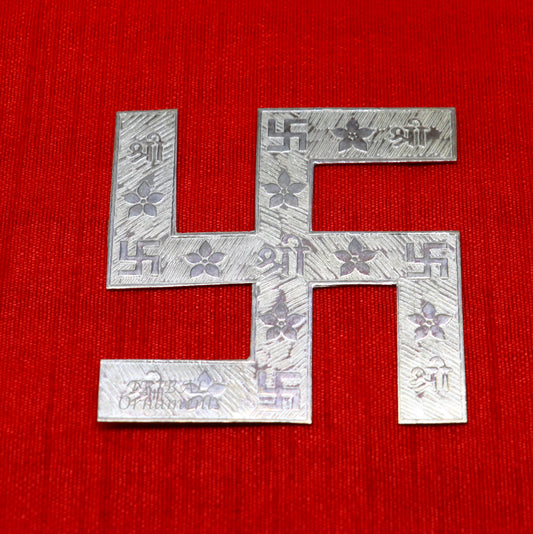 2.5 inches 925 sterling silver handmade swastika amazing divine holy swastik for your home and temple su893 - TRIBAL ORNAMENTS