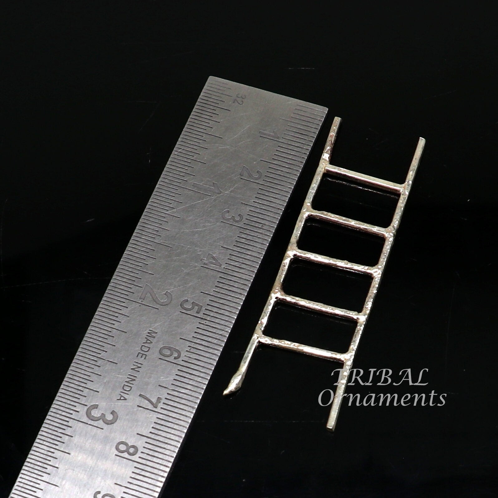 2.5 inches long 925 sterling silver handmade ladder 5 steps silver stair, amazing silver puja article silver utensils su902 - TRIBAL ORNAMENTS